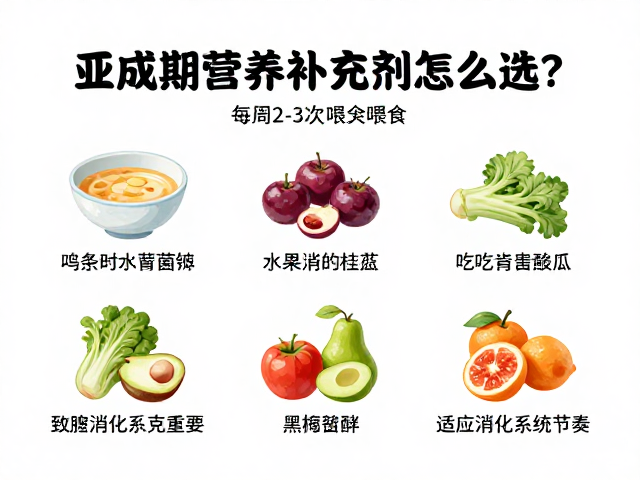 亚成期营养补充剂怎么选?每周2-3次喂食食物种类全解析