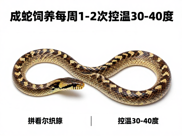蛇类饲养指南,成蛇期每周1-2次喂食,控温30-40度
