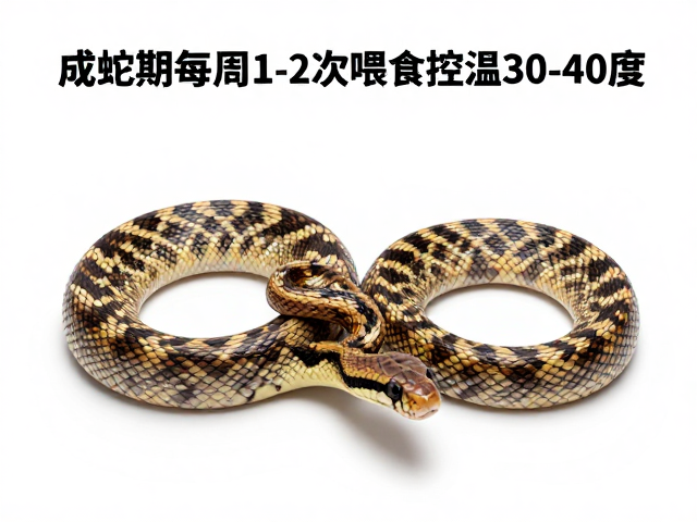蛇类饲养指南，成蛇期每周1-2次喂食，控温30-40度