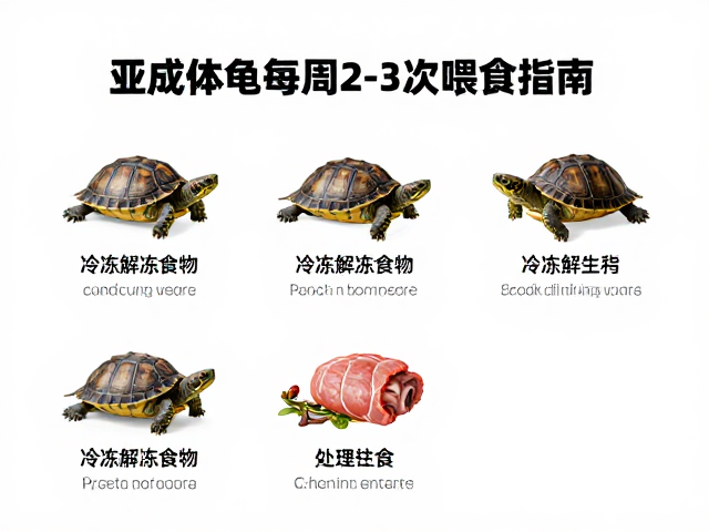 亚成体龟每周2-3次喂食指南,冷冻解冻食物种类选择与处理技巧