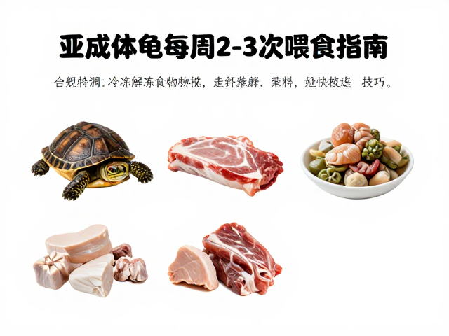 亚成体龟每周2-3次喂食指南,冷冻解冻食物种类选择与处理技巧