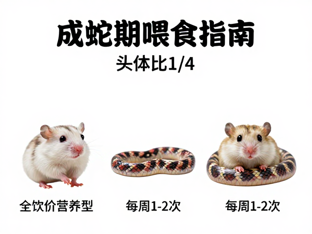 成蛇期喂食指南,头体比1/4,每周1-2次选什么食物?