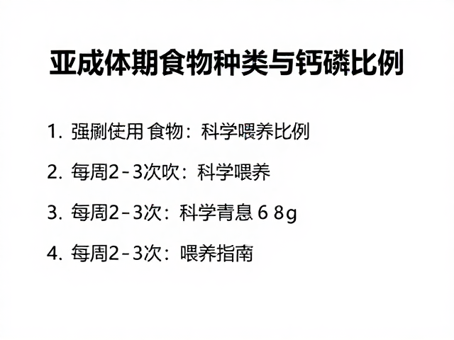 亚成体期食物种类与钙磷比例,每周2-3次科学喂养指南