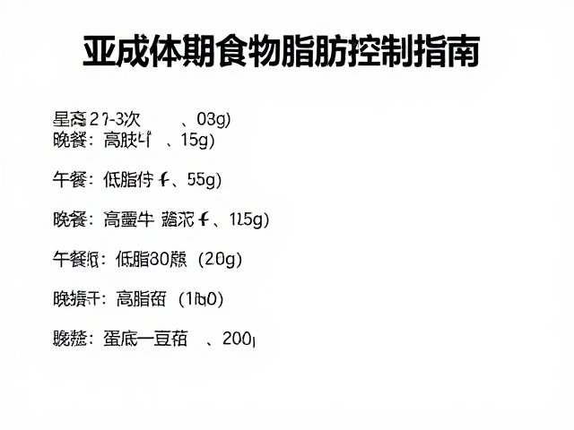 亚成体期食物脂肪控制指南,每周2-3次低脂餐单推荐