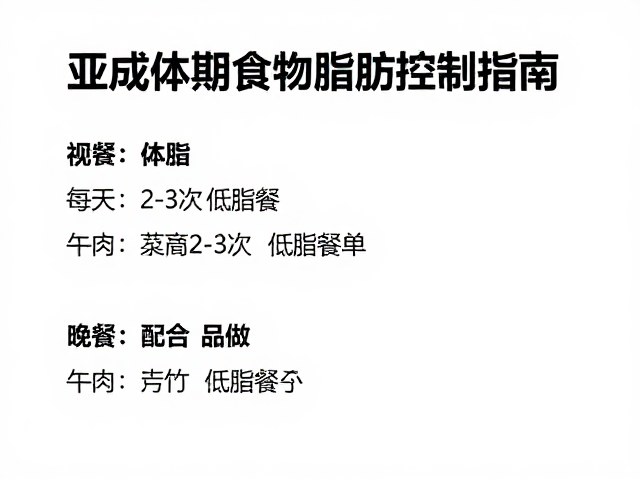 亚成体期食物脂肪控制指南,每周2-3次低脂餐单推荐