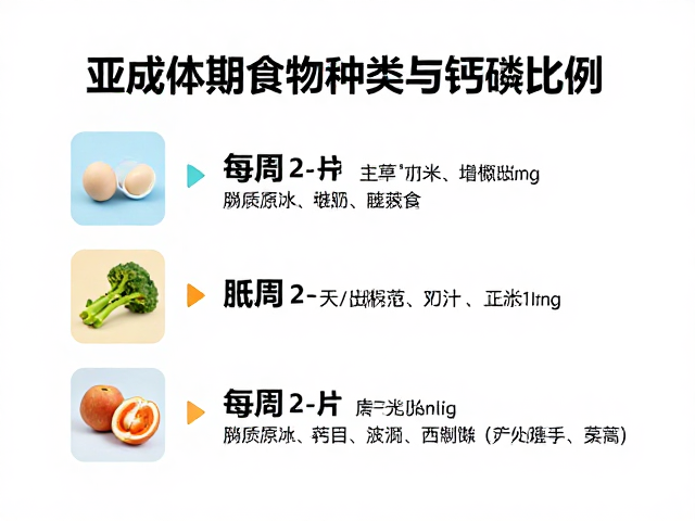 亚成体期食物种类与钙磷比例,每周2-3次科学喂养指南