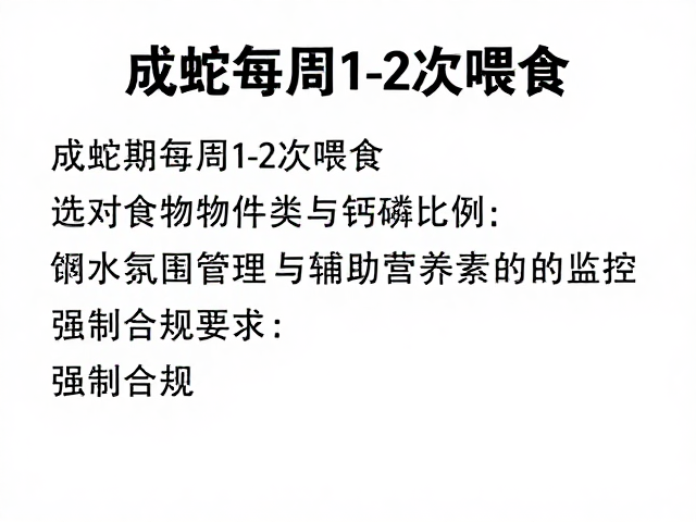 成蛇期每周1-2次喂食,选对食物种类与钙磷比例