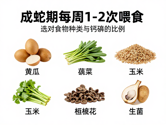成蛇期每周1-2次喂食,选对食物种类与钙磷比例