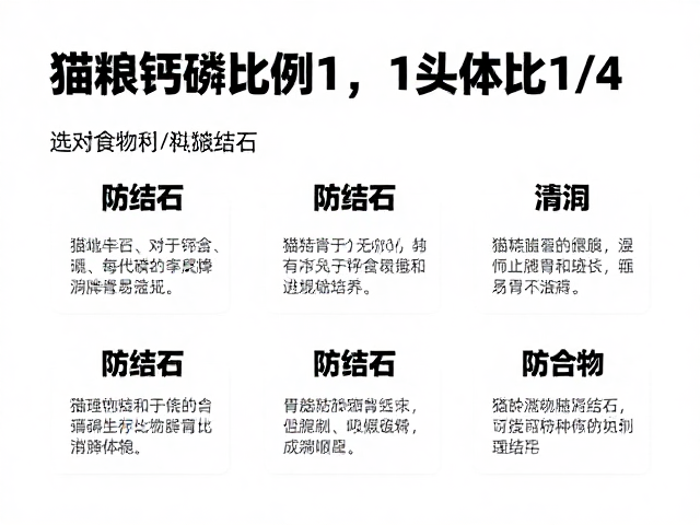 猫粮钙磷比例1,1头体比1/4,选对食物种类防结石