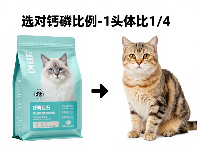 猫粮钙磷比例1,1头体比1/4,选对食物种类防结石