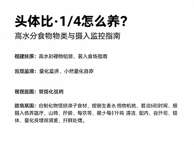 头体比1/4怎么养?高水分食物种类与摄入监控指南
