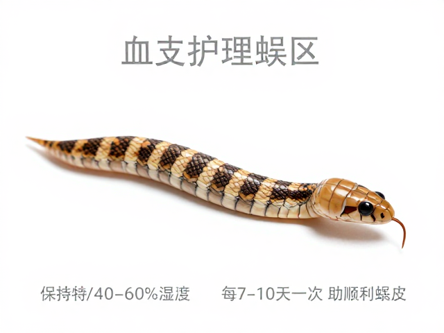 蛇蜕皮护理,保持40-60%湿度,每7-10天一次助顺利蜕皮