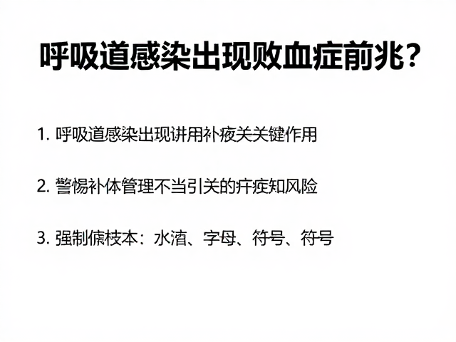 呼吸道感染出现败血症前兆?警惕补液疗法的关键作用