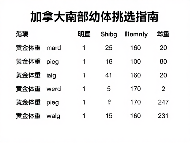 加拿大南部幼体挑选指南,200-800克黄金体重范围解析