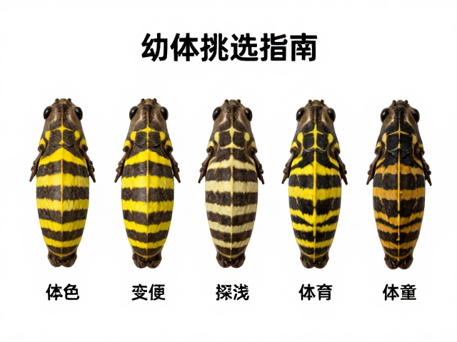 幼体挑选指南，体色深浅变化与黄色条纹的识别技巧