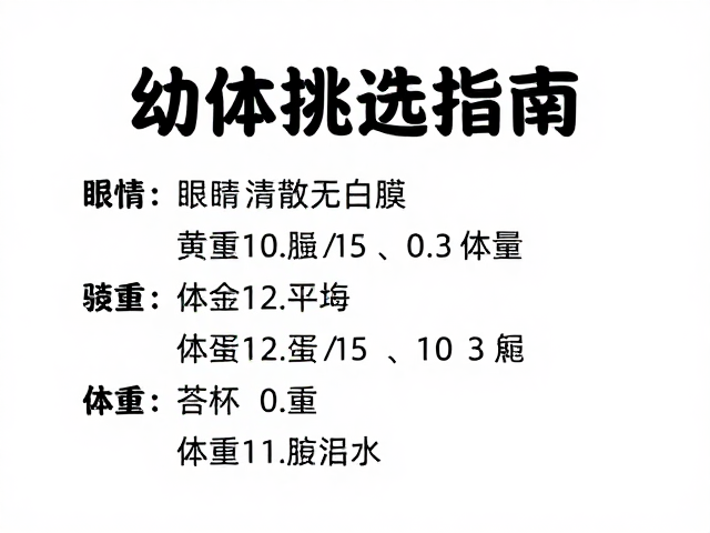 幼体挑选指南,眼睛清澈无白膜,锁定最佳体重范围