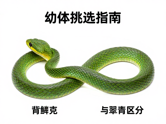 幼体挑选指南,背鳞起棱明显,轻松与翠青蛇区分