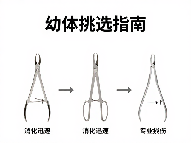 幼体挑选指南,消化迅速需配专业夹持工具防损伤