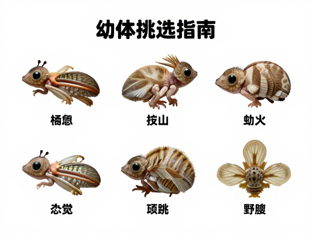 幼体挑选指南,通过特有特征与高清微距摄影精准识别品种