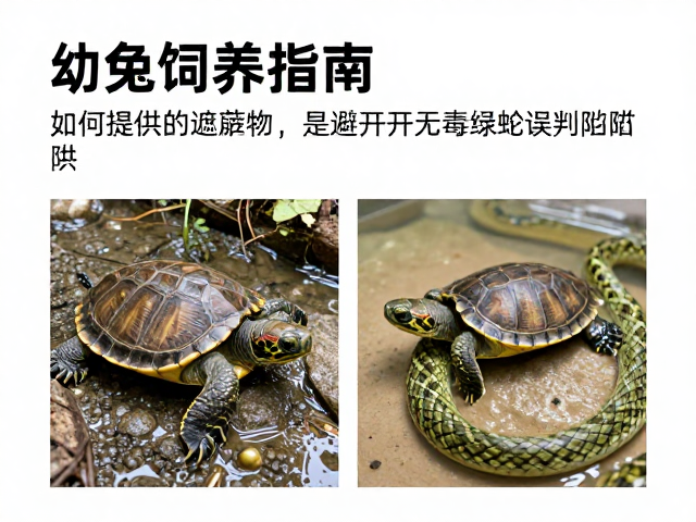 幼龟饲养指南,如何提供遮蔽物并避开无毒绿蛇误判陷阱