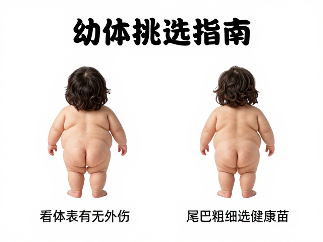 幼体挑选指南，看体表有无外伤、尾巴粗细选健康苗