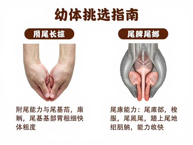 幼体挑选指南,通过活动能力与尾巴基部粗细评估健康度