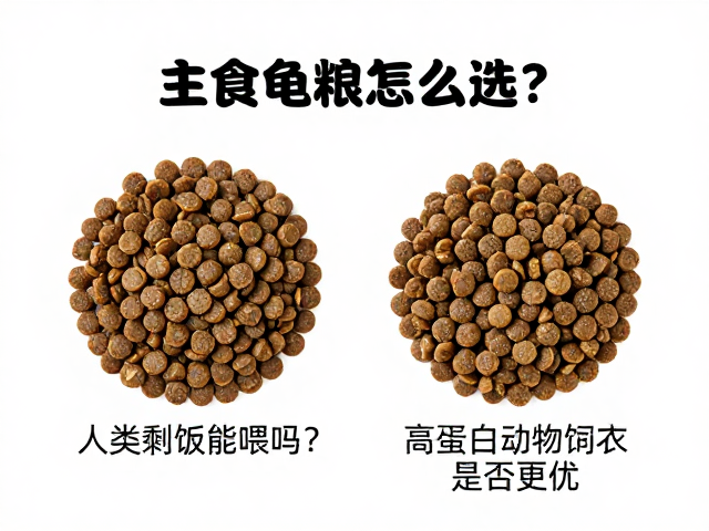 主食龟粮怎么选？人类剩饭能喂吗？高蛋白动物饲料是否更优