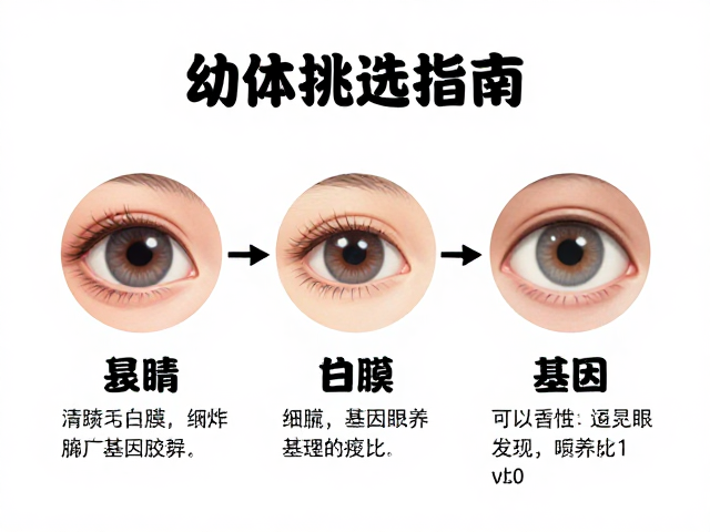 幼体挑选指南,如何通过眼睛清澈无白膜辨别基因差异