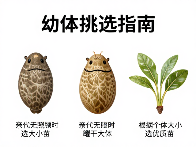 幼体挑选指南,亲代无照顾时,如何根据个体大小差异选优质苗?