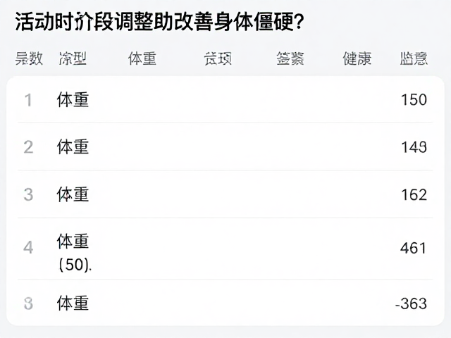 活动时段调整助改善身体僵硬?体重监测记录健康变化