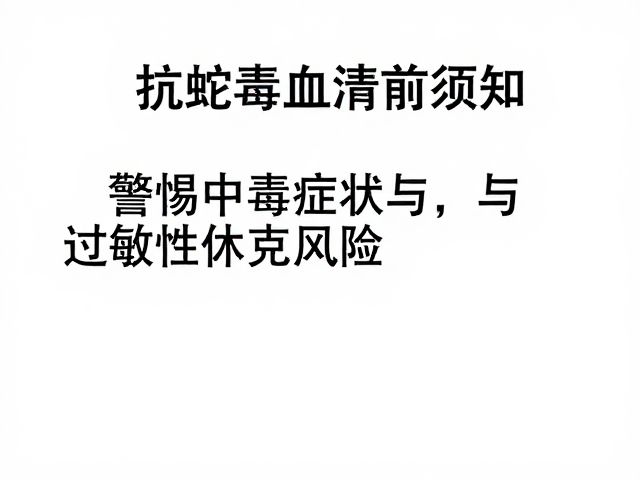 注射抗蛇毒血清前须知,警惕中毒症状与过敏性休克风险