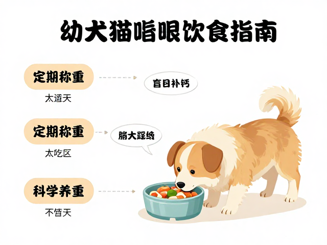 幼犬喂食指南,定期称重防盲目补钙,科学养宠不踩坑