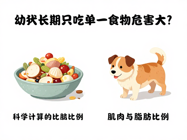 幼犬长期只吃单一食物危害大!如何科学计算肌肉与脂肪比例?