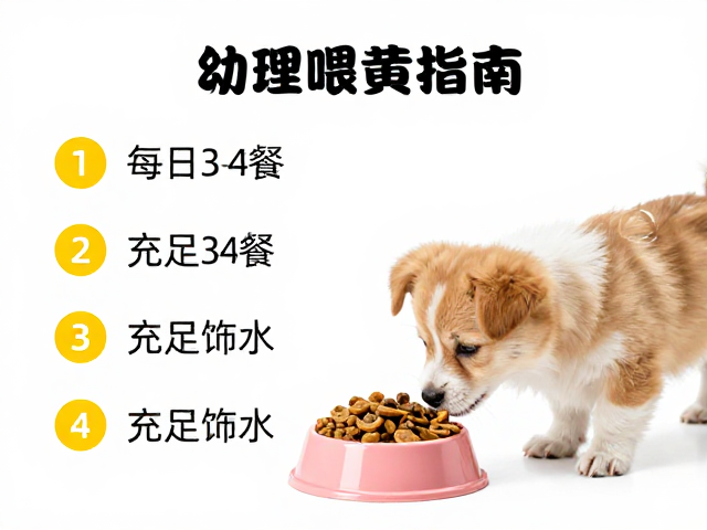 幼犬喂食指南,每日3-4餐,充足饮水,科学喂养攻略