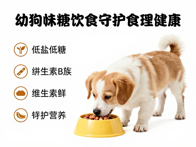 幼犬喂食指南,低盐低糖饮食搭配维生素B族,守护狗狗健康