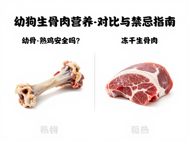 幼犬喂食熟禽骨安全吗?冻干生骨肉营养对比与禁忌指南