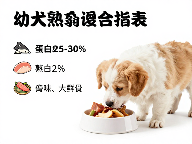 幼犬喂食指南，蛋白质25%-30%，熟禽骨营养搭配法