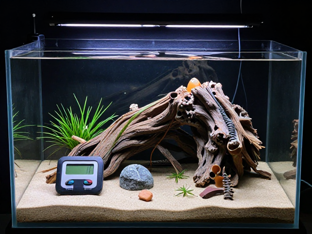 沙漠缸造景,裸缸布置技巧与湿度计精准控湿指南