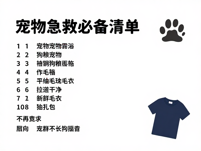 宠物急救包必备清单,狗粮囤货与T恤毛衣选购指南