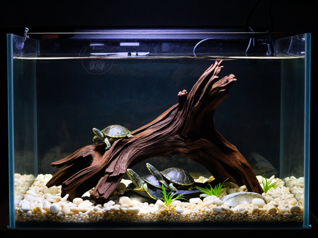 小水盆养龟怎么造景？沉木搭配饲养缸，打造生态水族箱