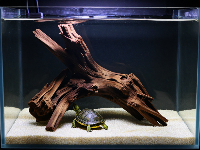 小水盆养龟怎么造景？沉木搭配饲养缸，打造生态水族箱