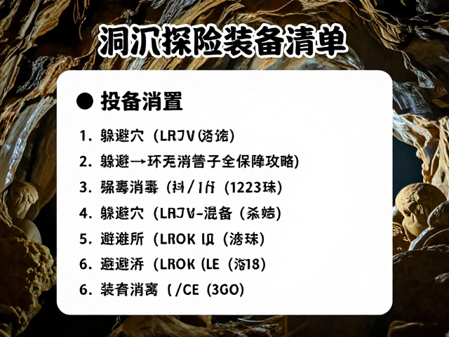 洞穴探险装备清单,躲避穴设置与环境消毒全攻略