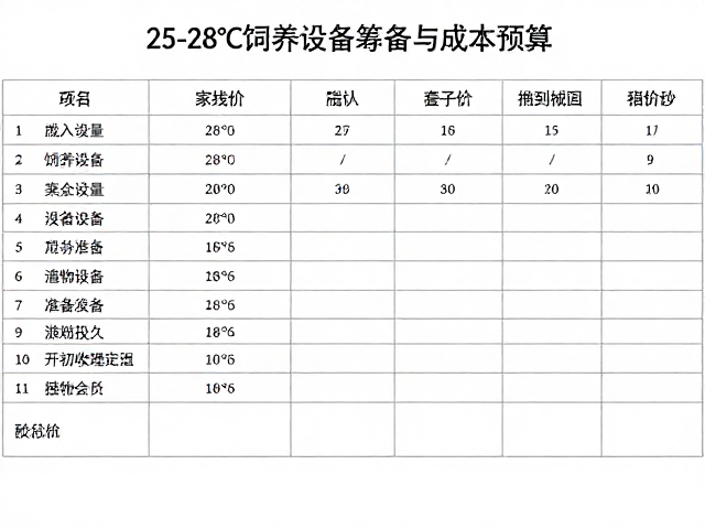 25-28℃饲养设备筹备与成本预算,新手避坑指南