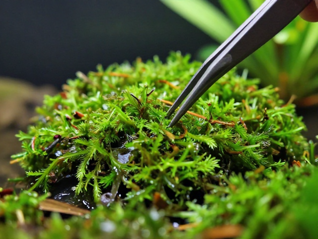 小镊子夹水苔入饲养缸技巧,新手必看造景避坑指南