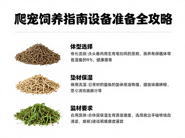 爬宠饲养指南,体型选择、垫材保湿与设备筹备全攻略
