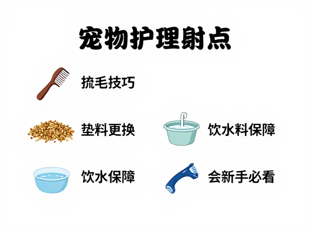 宠物护理干货,梳毛技巧,垫料更换,饮水保障,新手必看