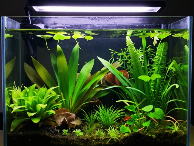饲养缸搭配浮叶植物,定时器控光让水草更茂盛