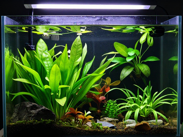 饲养缸搭配浮叶植物,定时器控光让水草更茂盛