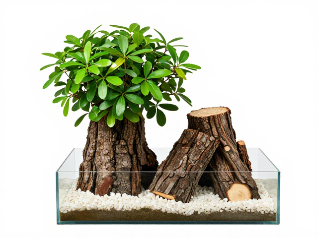 水榕种植教程,如何用树皮块打造完美饲养缸造景