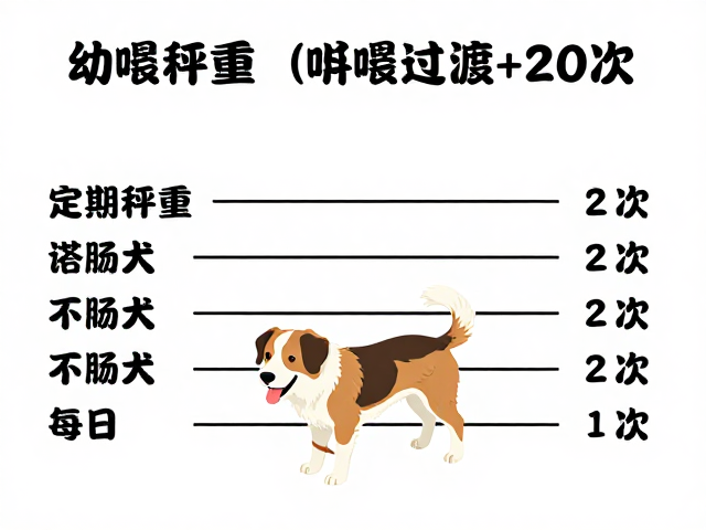 幼犬喂食指南,通过定期称重监测,科学过渡至成犬每日2次